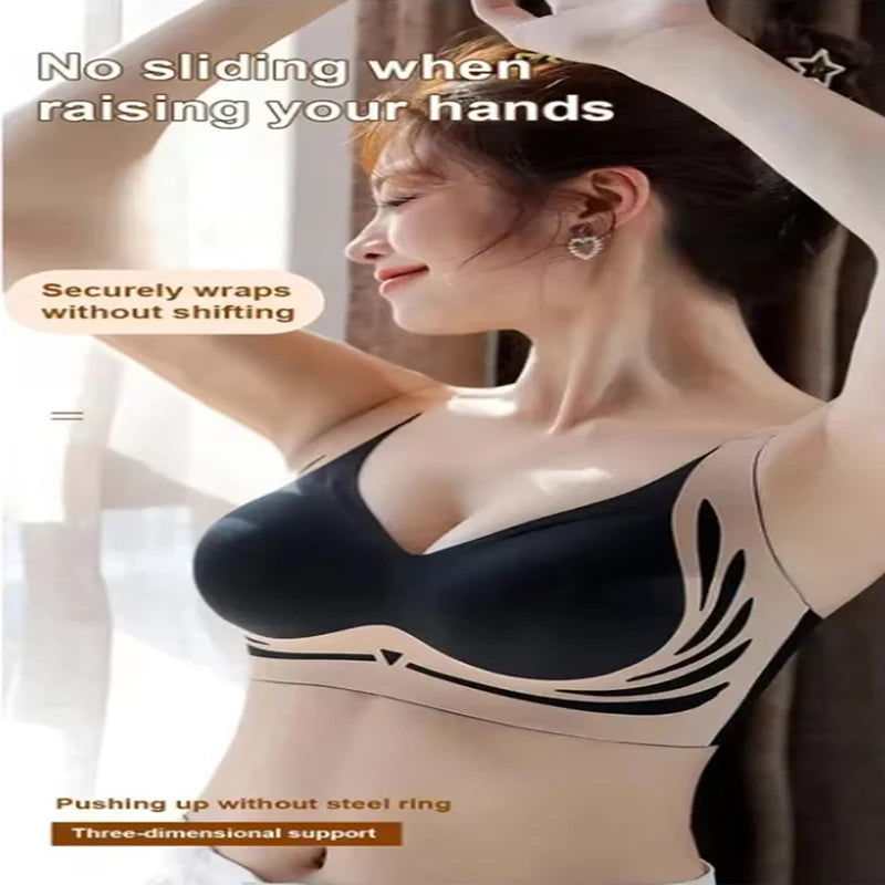 Powerful Push up Seamless Bra Women Gathered up Wireless Bra Soft Full Coverage Support Adjustable Underwear anti Sagging Bra