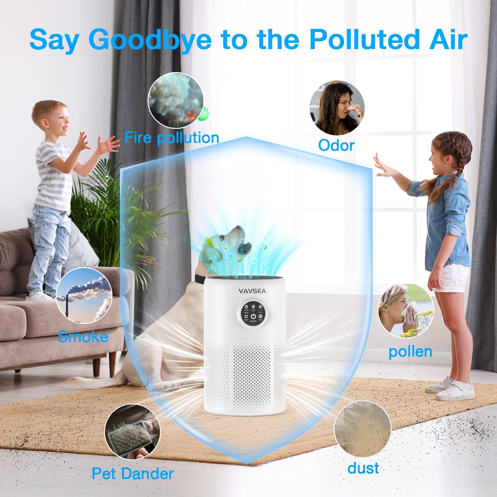 Transform Your Living Space with the VAVSEA HEPA Air Purifier – Powerful Odor and Allergen Removal for Large Rooms up to 1350 Sq.Ft!