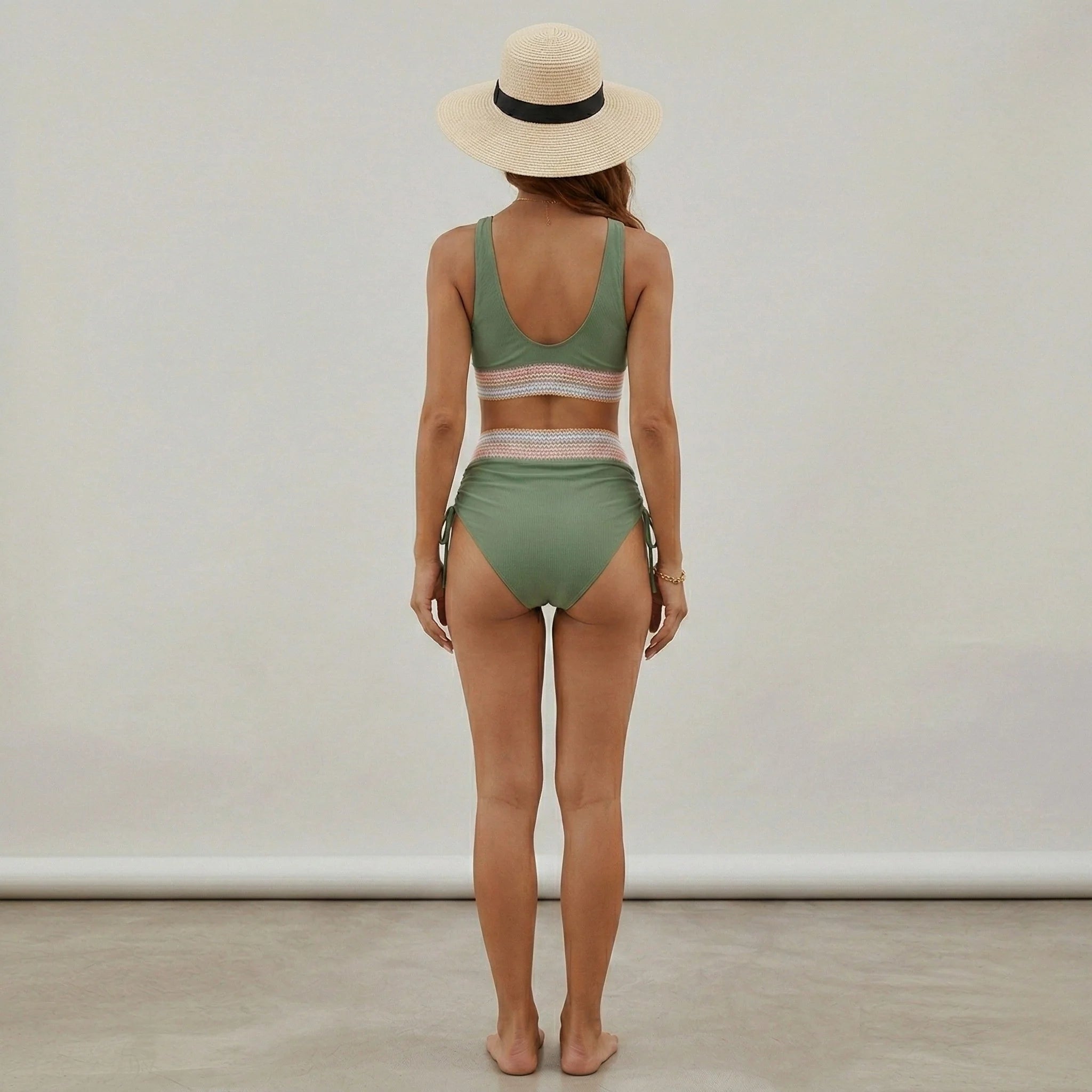 Elevate Your Swim Style with Our Women's High Waisted V Neck Triangle Bikini Set