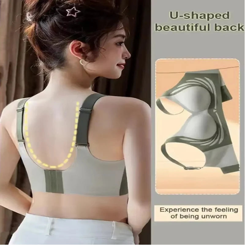 Powerful Push up Seamless Bra Women Gathered up Wireless Bra Soft Full Coverage Support Adjustable Underwear anti Sagging Bra