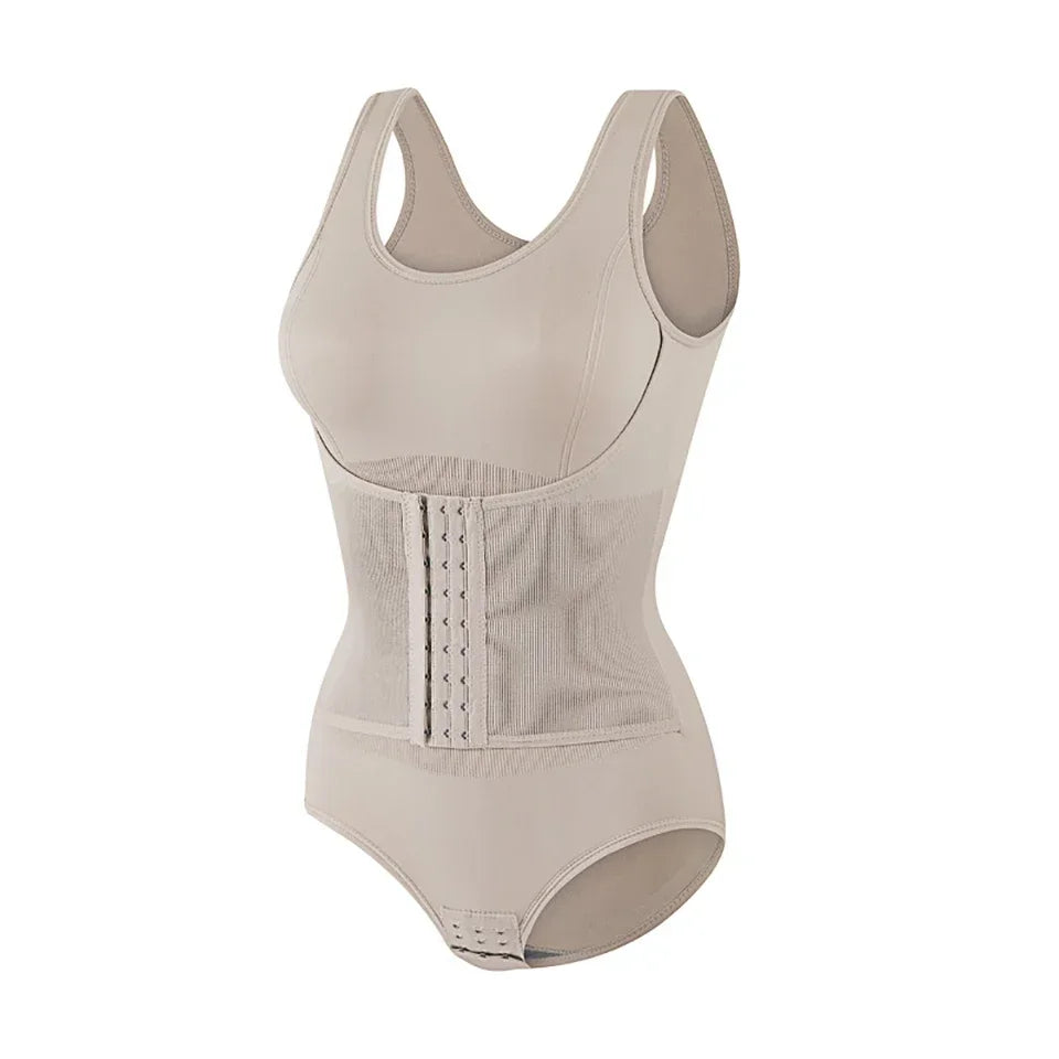 Bodysuit Shapewear with Zipper Belt Women Tummy Control Fajas Body Shaper Waist Trainer Slimming Cincher Corset Tops