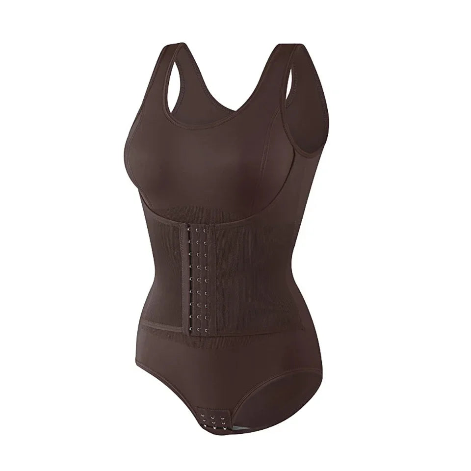 Bodysuit Shapewear with Zipper Belt Women Tummy Control Fajas Body Shaper Waist Trainer Slimming Cincher Corset Tops