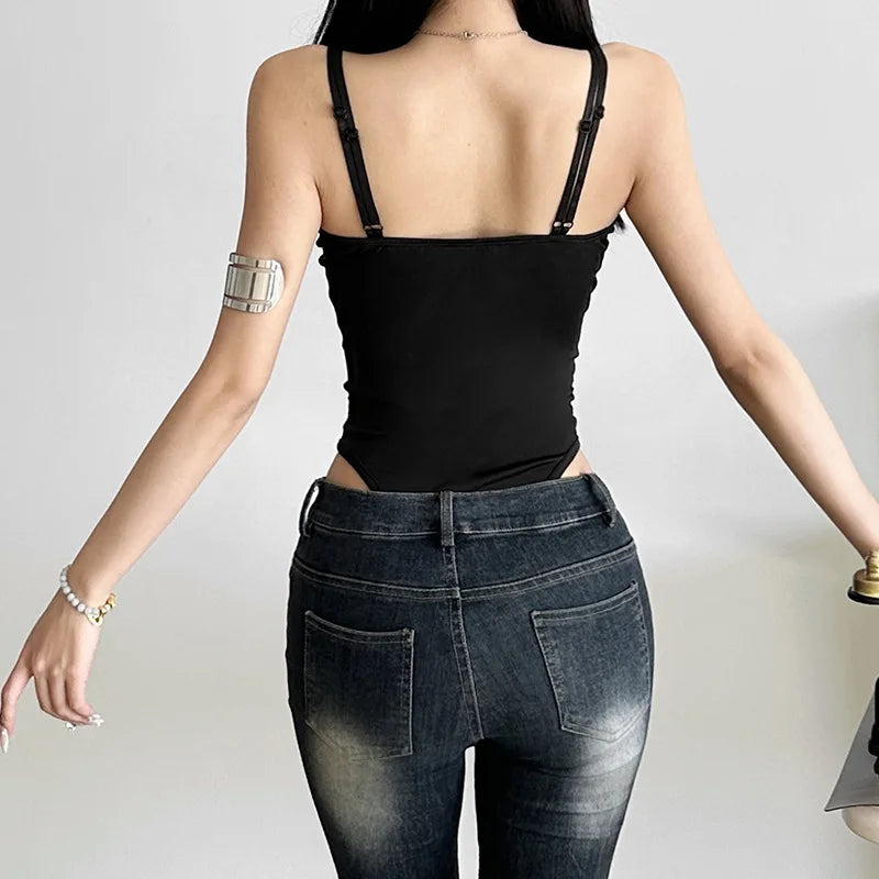 Chic Women's Solid Color Lace Mesh Bodysuit - Perfect for Summer Nights and Casual Outings
