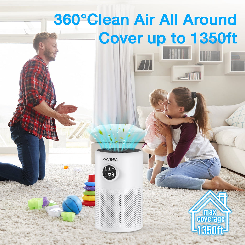 Transform Your Living Space with the VAVSEA HEPA Air Purifier – Powerful Odor and Allergen Removal for Large Rooms up to 1350 Sq.Ft!
